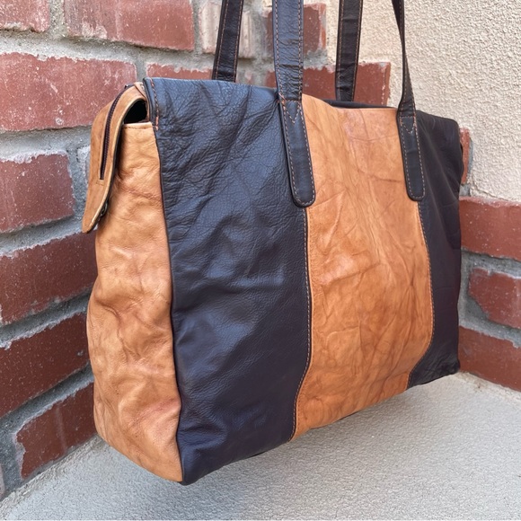 Unique Soft Leather 2-Tone Mushroom Shoulder/Tote/Bag with nature scarf/wrap - Picture 6 of 12